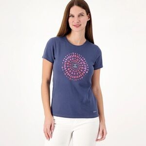Life Is Good Americana Navy Blue Short Sleeve Red Logo Tee Shirt Large